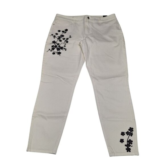 WHBM White House Black Market Pants Cropped Embelished Embroidered Womens 12 - Picture 2 of 10